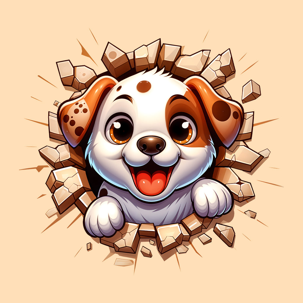 Adorable Puppy Breaking Through Wall 3D Realistic Dog | PRODUCT CODE: ASBEOWHEHKW
