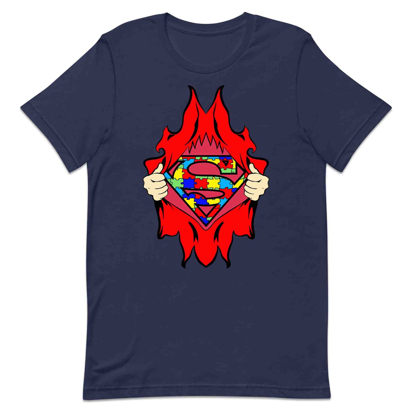 Autism Awareness T-Shirt | Superhero Puzzle Jumper | Torn Superman Logo Hoodie | PRODUCT CODE: ASDBSPEMLGN