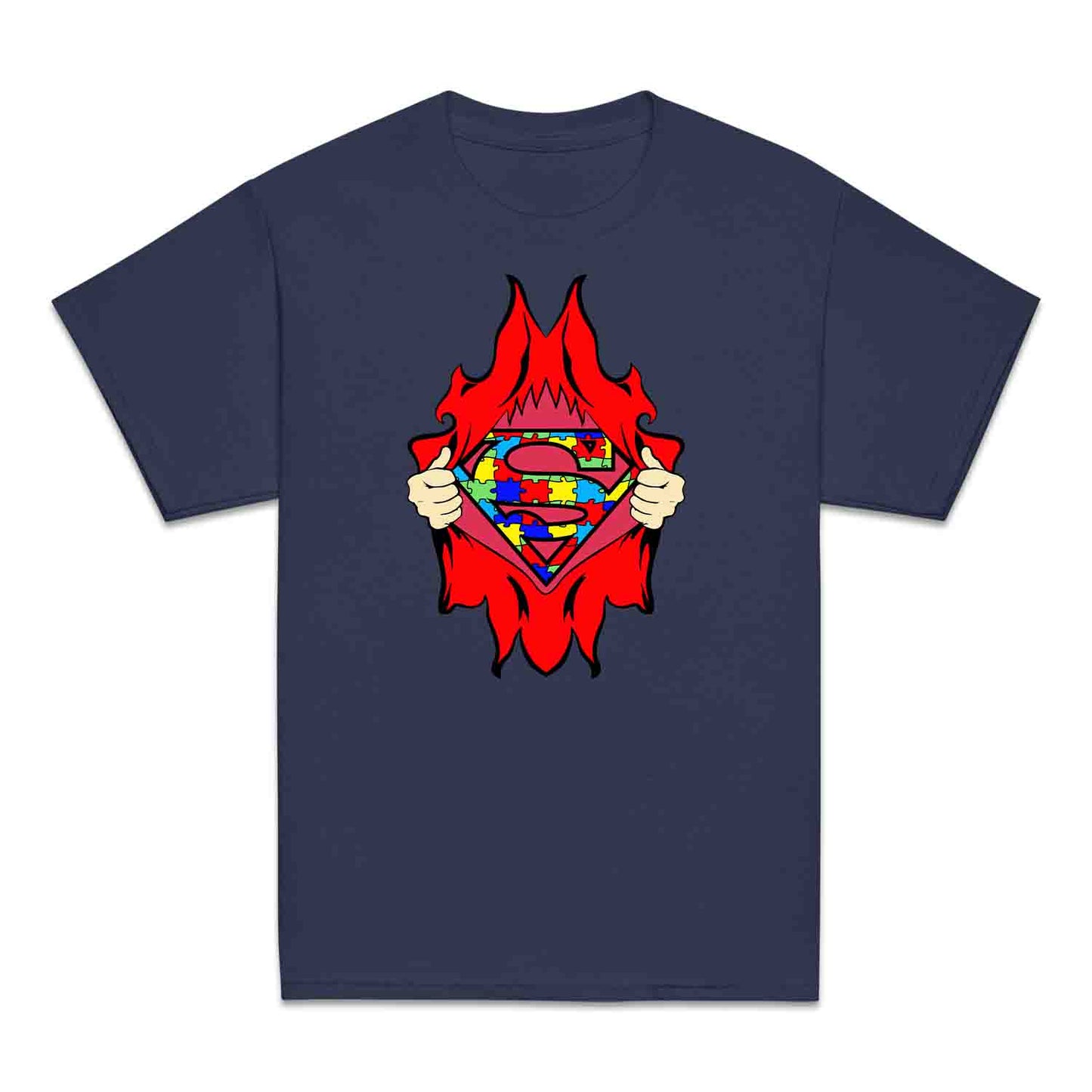 Autism Awareness Kids T-Shirt | Superhero Puzzle Kids Jumper | Torn Superman Logo Hoodie | PRODUCT CODE: ASDBSPEMLGN