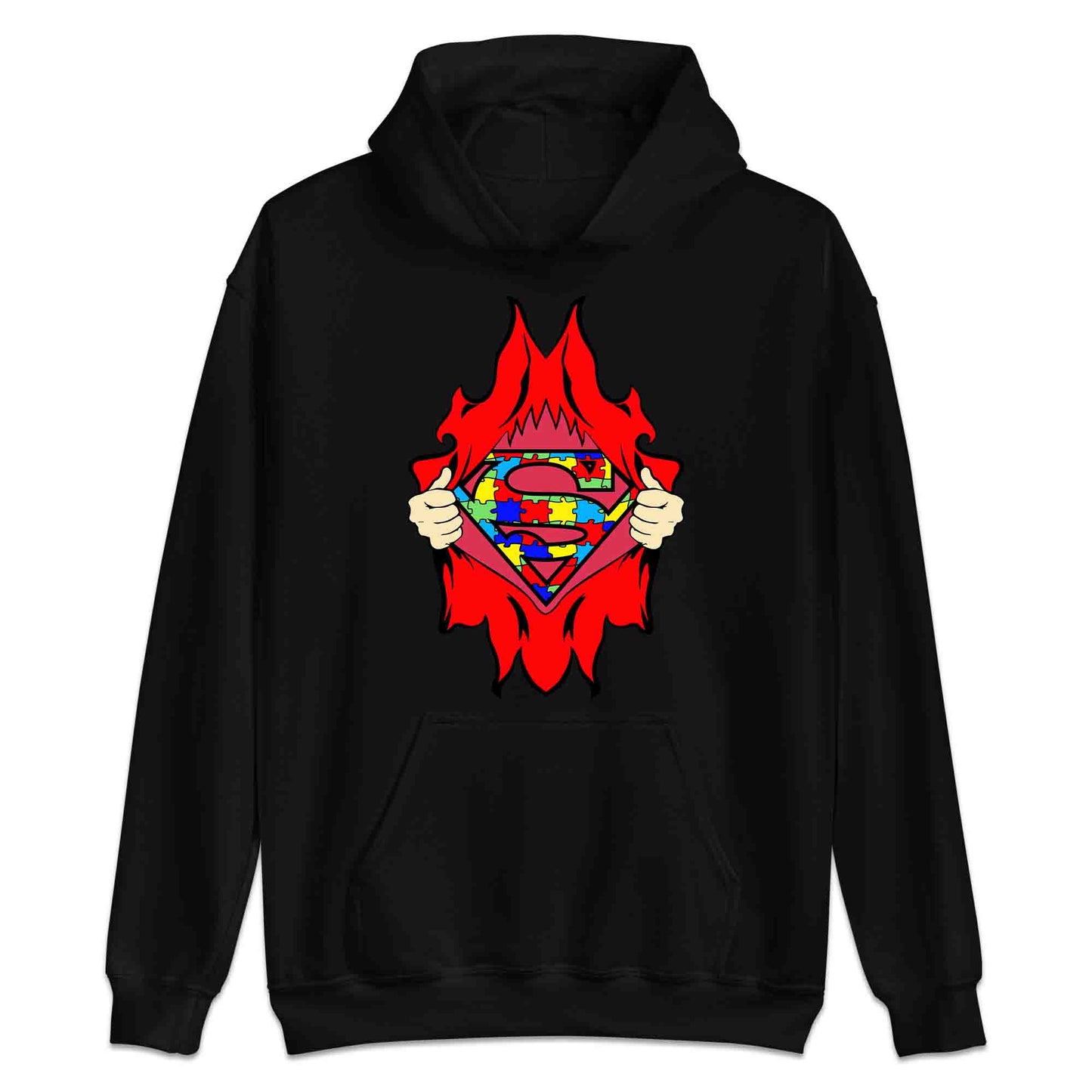 Autism Awareness T-Shirt | Superhero Puzzle Jumper | Torn Superman Logo Hoodie | PRODUCT CODE: ASDBSPEMLGN