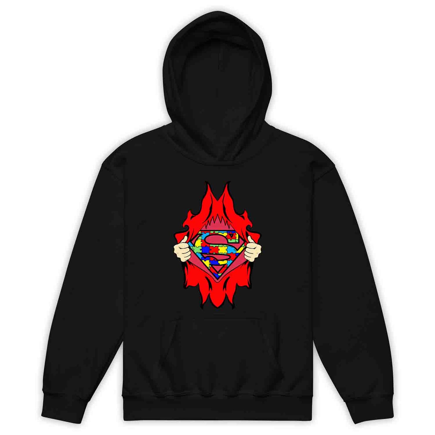 Autism Awareness Kids T-Shirt | Superhero Puzzle Kids Jumper | Torn Superman Logo Hoodie | PRODUCT CODE: ASDBSPEMLGN