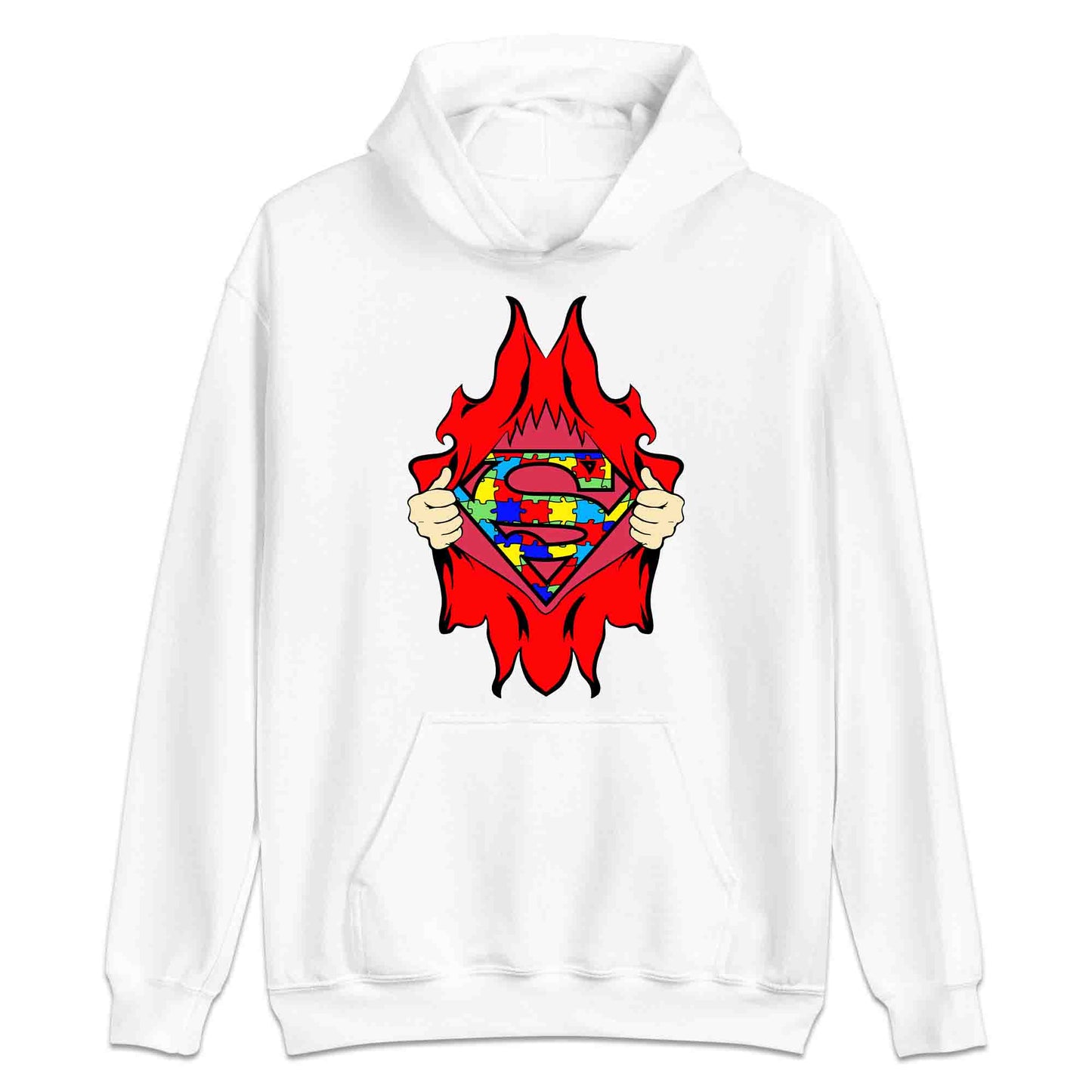 Autism Awareness T-Shirt | Superhero Puzzle Jumper | Torn Superman Logo Hoodie | PRODUCT CODE: ASDBSPEMLGN