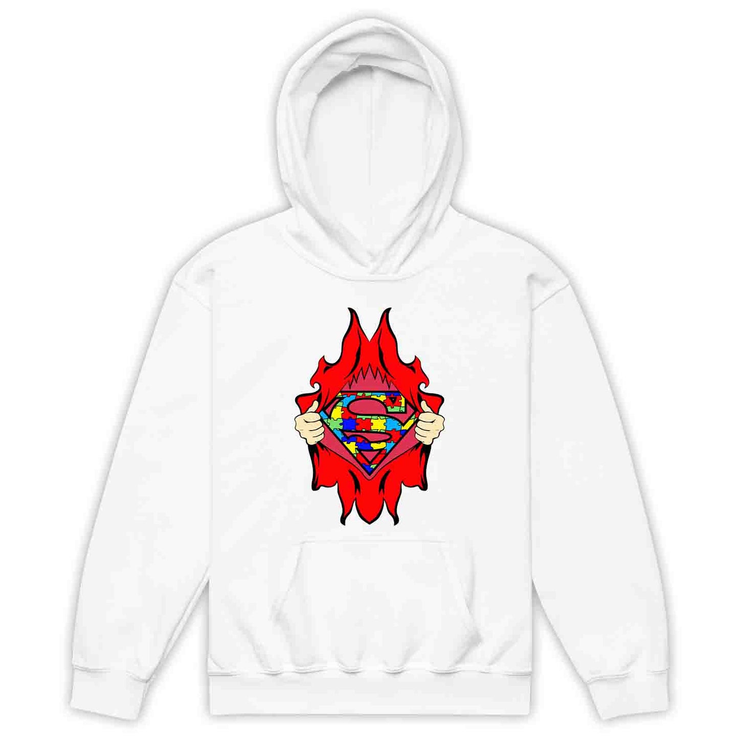Autism Awareness Kids T-Shirt | Superhero Puzzle Kids Jumper | Torn Superman Logo Hoodie | PRODUCT CODE: ASDBSPEMLGN