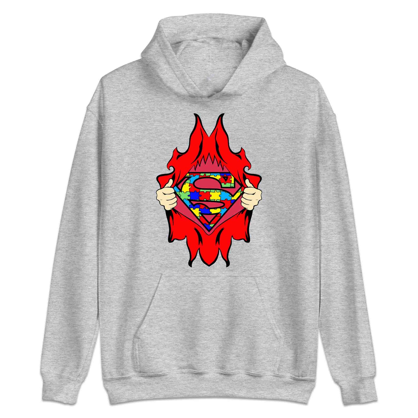 Autism Awareness T-Shirt | Superhero Puzzle Jumper | Torn Superman Logo Hoodie | PRODUCT CODE: ASDBSPEMLGN