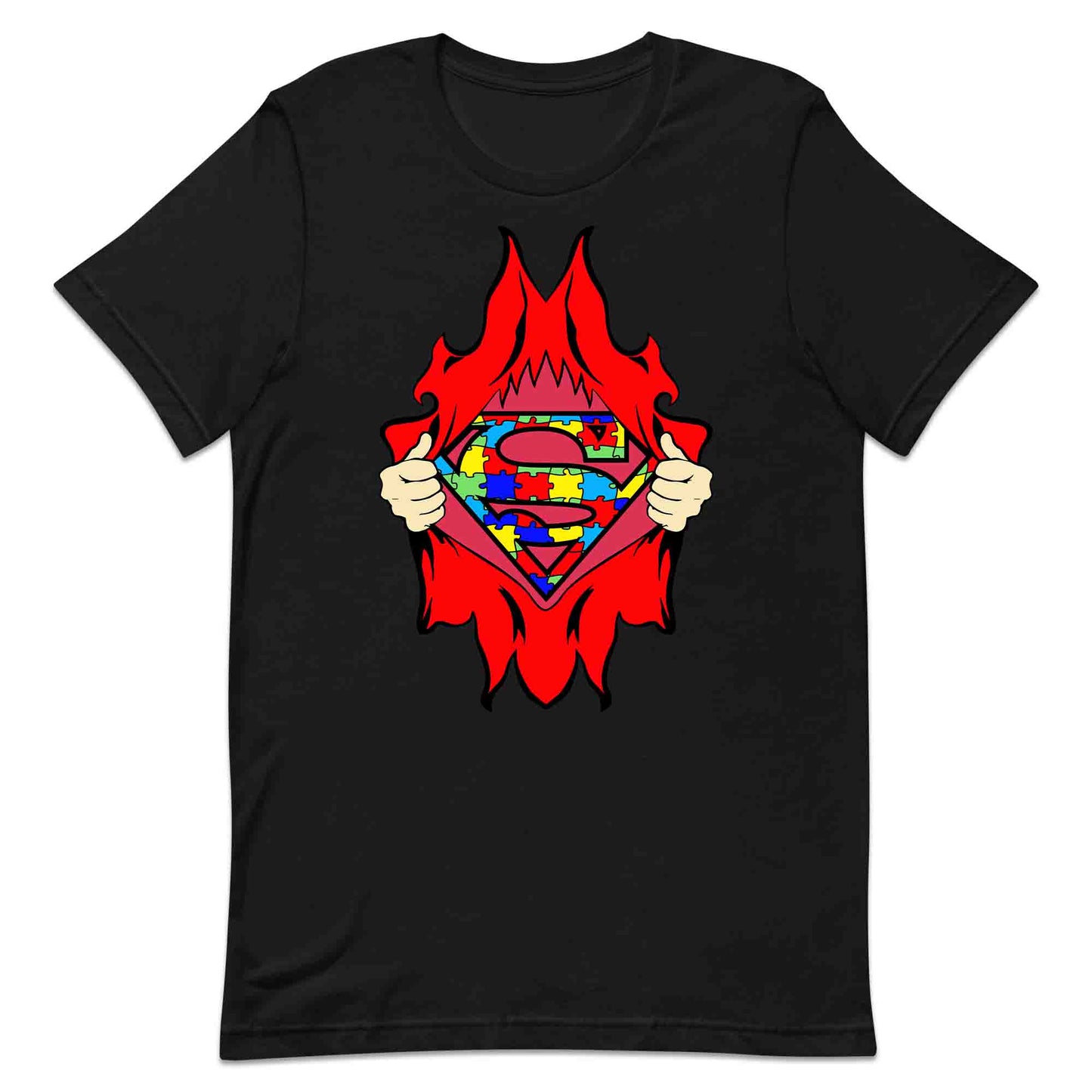 Autism Awareness T-Shirt | Superhero Puzzle Jumper | Torn Superman Logo Hoodie | PRODUCT CODE: ASDBSPEMLGN