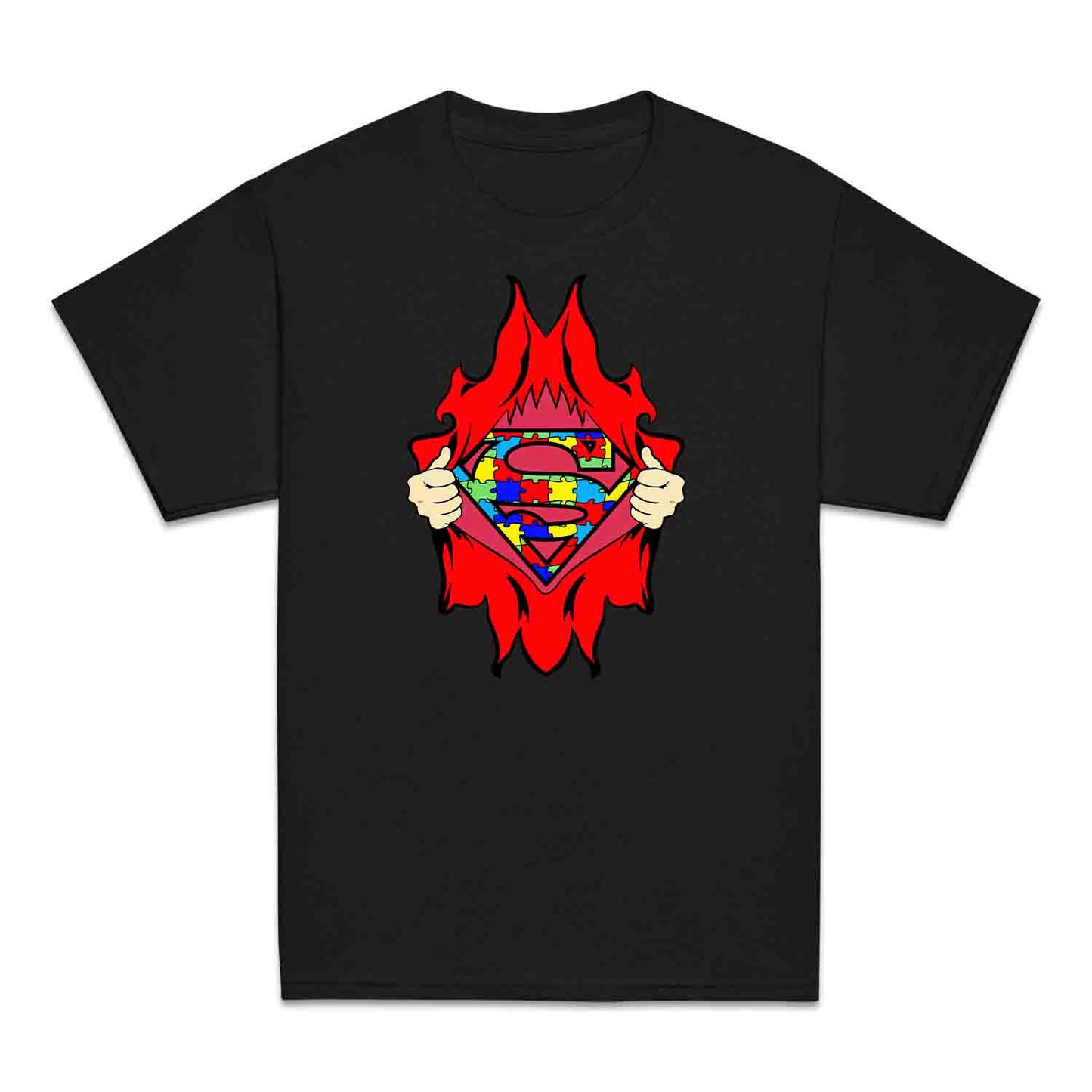 Autism Awareness Kids T-Shirt | Superhero Puzzle Kids Jumper | Torn Superman Logo Hoodie | PRODUCT CODE: ASDBSPEMLGN