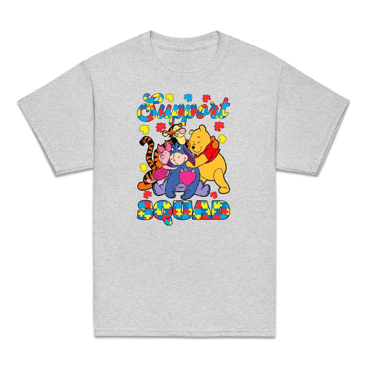 Autism Support Squad Kids T-Shirt | Winnie the Pooh & Friends Hug Kids Jumper | Inclusion Puzzle Hoodie | PRODUCT CODE: AURNYMCPALZ