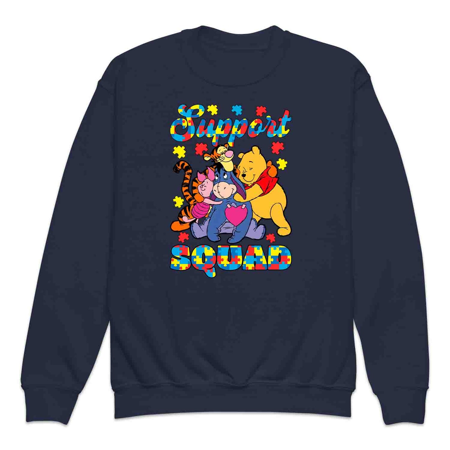 Autism Support Squad Kids T-Shirt | Winnie the Pooh & Friends Hug Kids Jumper | Inclusion Puzzle Hoodie | PRODUCT CODE: AURNYMCPALZ