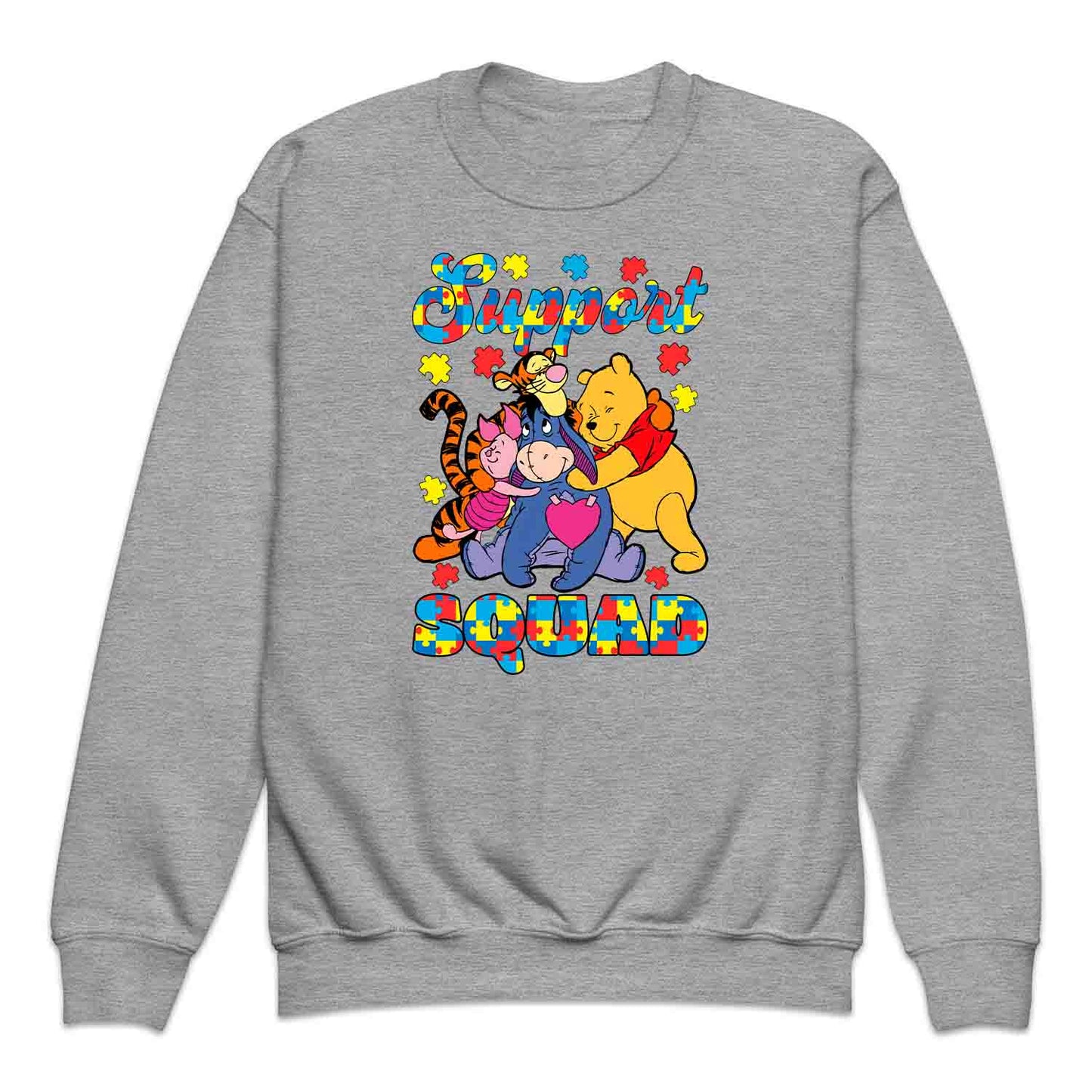 Autism Support Squad Kids T-Shirt | Winnie the Pooh & Friends Hug Kids Jumper | Inclusion Puzzle Hoodie | PRODUCT CODE: AURNYMCPALZ