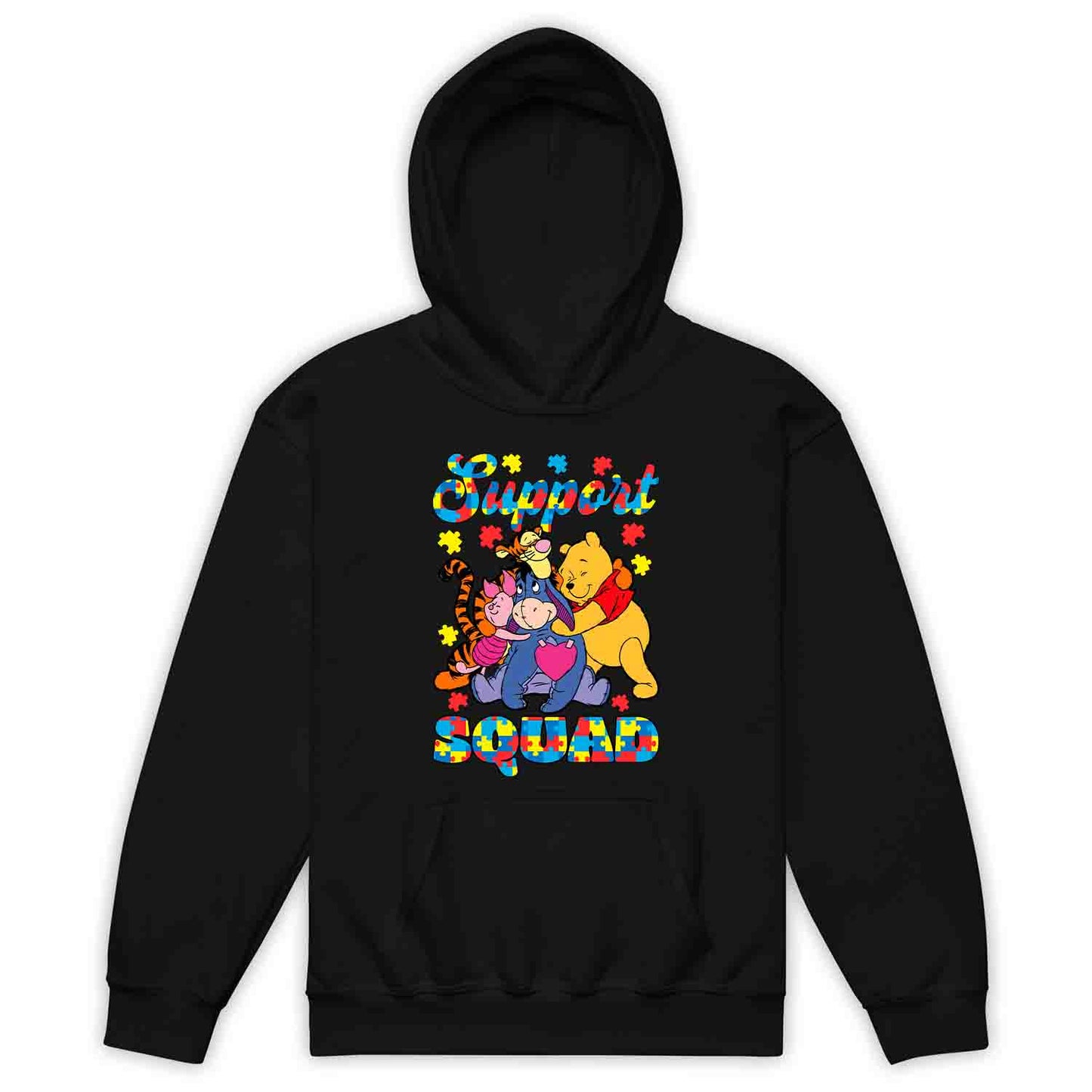 Autism Support Squad Kids T-Shirt | Winnie the Pooh & Friends Hug Kids Jumper | Inclusion Puzzle Hoodie | PRODUCT CODE: AURNYMCPALZ