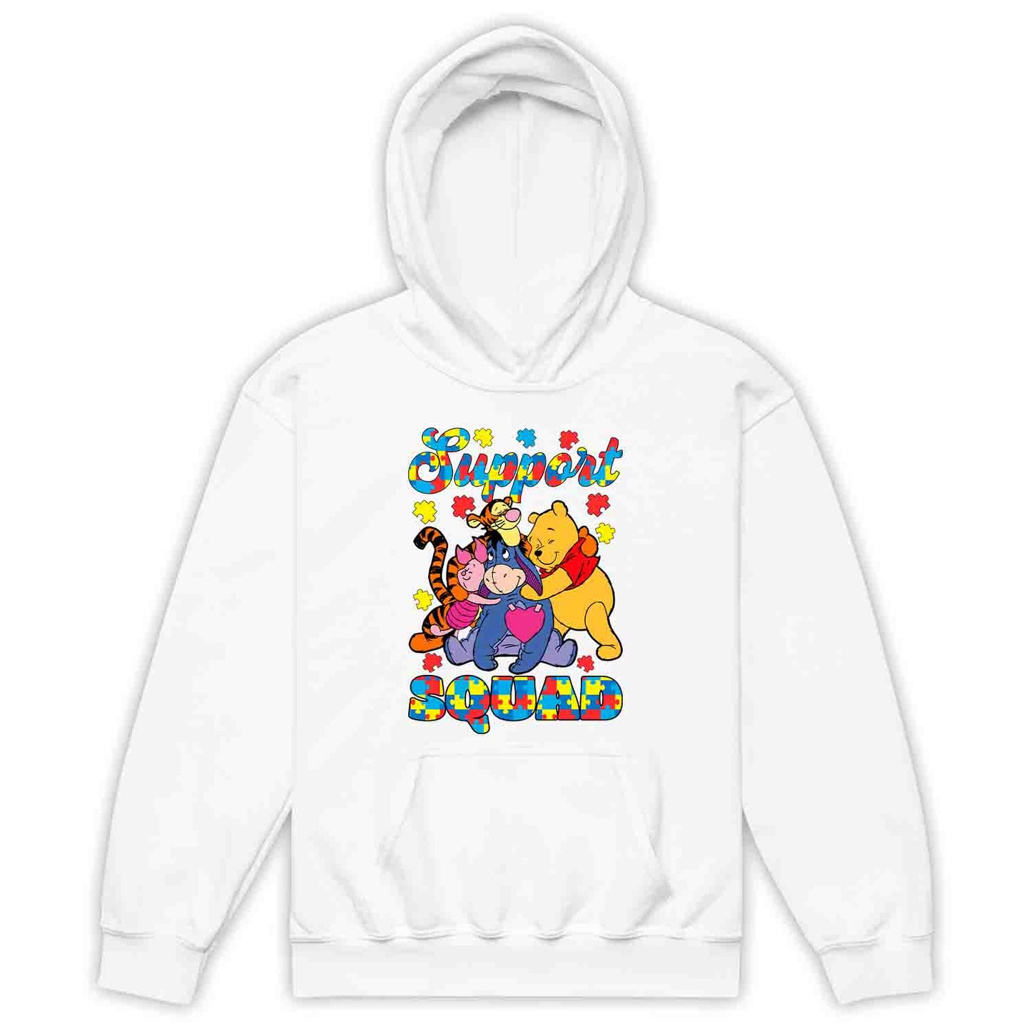 Autism Support Squad Kids T-Shirt | Winnie the Pooh & Friends Hug Kids Jumper | Inclusion Puzzle Hoodie | PRODUCT CODE: AURNYMCPALZ