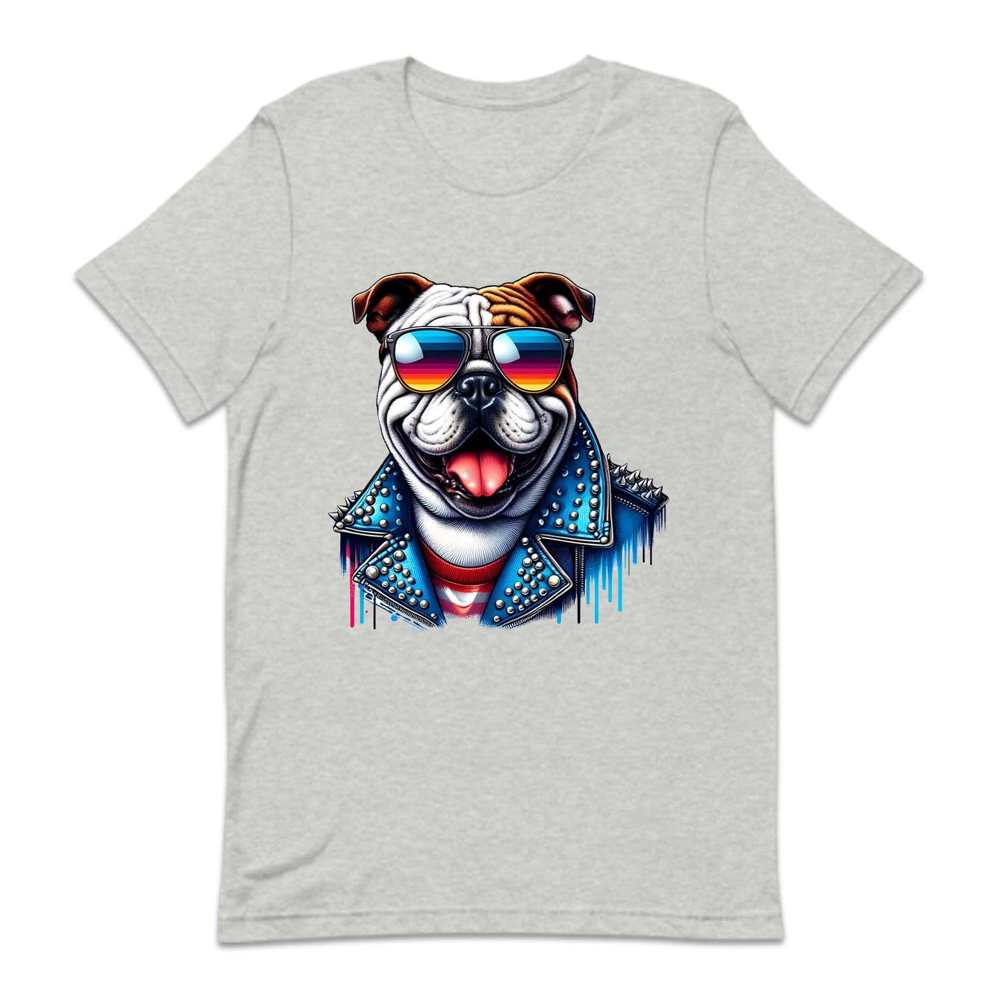 Bulldog Dog With Sunglasses Spiked Studded Jacket | PRODUCT CODE: BLUGDOKNP