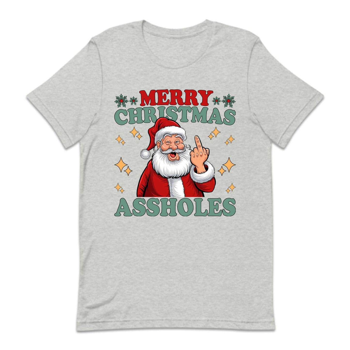 Merry Christmas Assholes Santa Claus Middle Finger Humorous Xmas | PRODUCT CODE: MRYCHTASHL