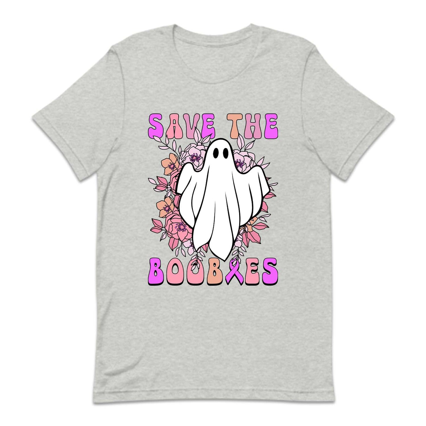 Save The Boobies Ghost With Flowers Halloween Breast Cancer | PRODUCT CODE: SVTHBOISHLB
