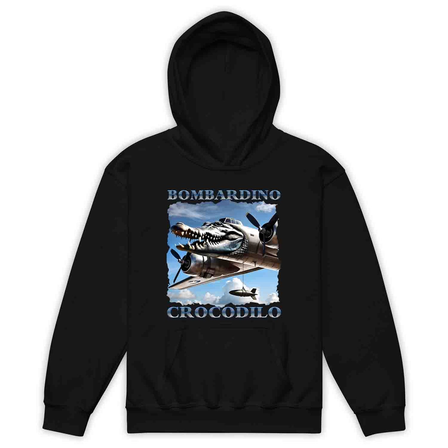 Bombardiro Crocodilo Kids T-Shirt, Jumper & Hoodie – Funny Italian Meme, Crocodile Warplane Parody Apparel | PRODUCT CODE: BADREYONA