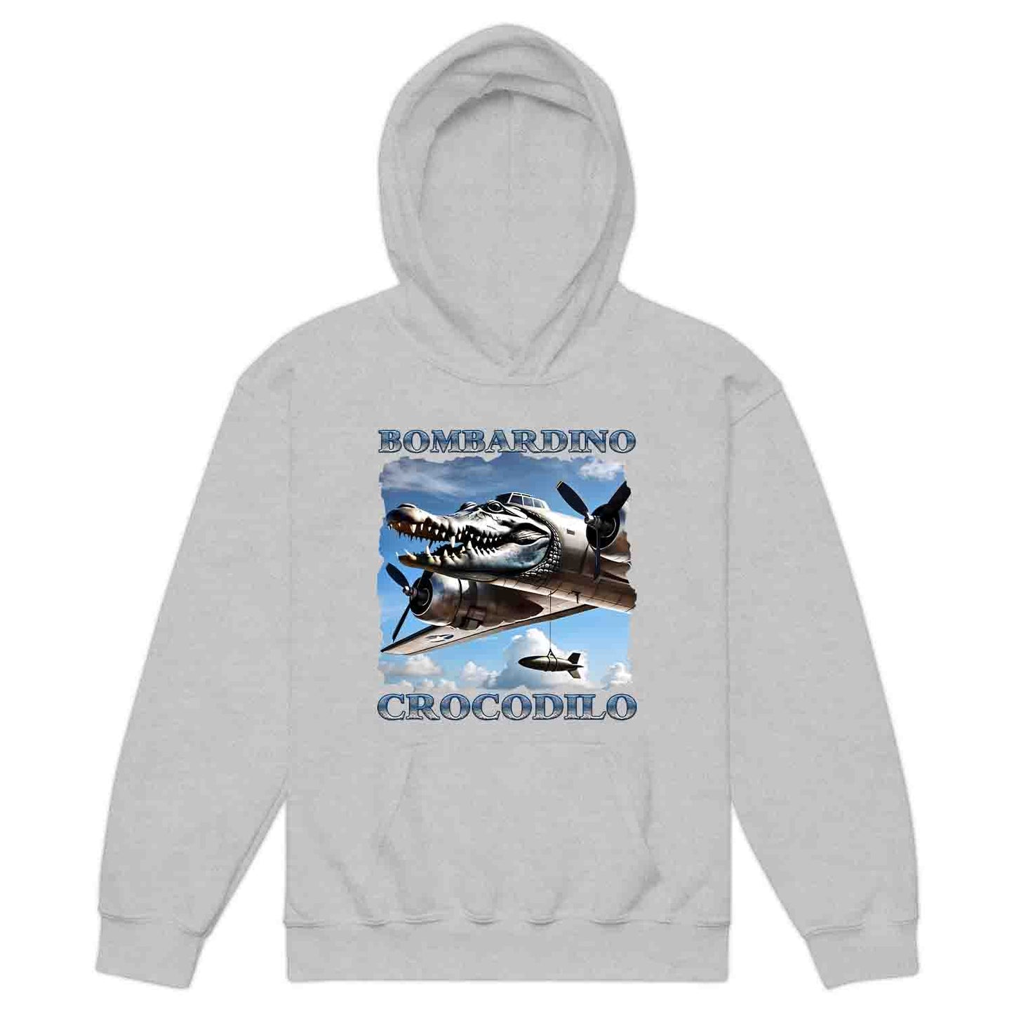 Bombardiro Crocodilo Kids T-Shirt, Jumper & Hoodie – Funny Italian Meme, Crocodile Warplane Parody Apparel | PRODUCT CODE: BADREYONA