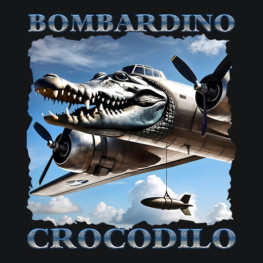 Bombardiro Crocodilo Kids T-Shirt, Jumper & Hoodie – Funny Italian Meme, Crocodile Warplane Parody Apparel | PRODUCT CODE: BADREYONA