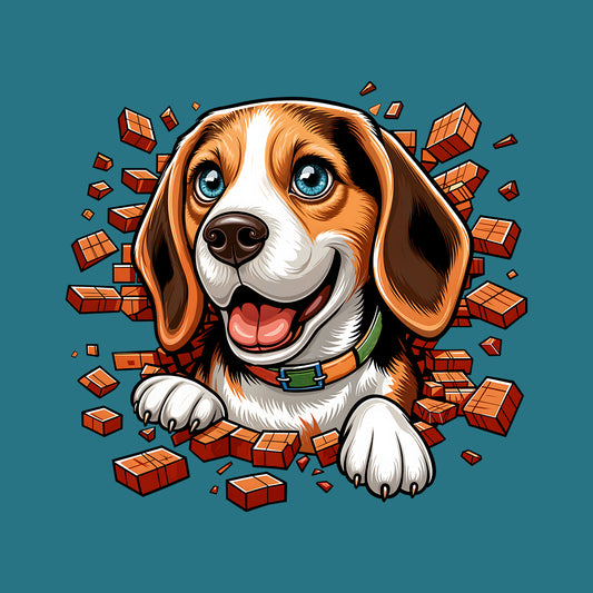 Beagle Dog Breaking Through Wall 3D Realistic Dog | PRODUCT CODE: BEGLDGOBKRTH