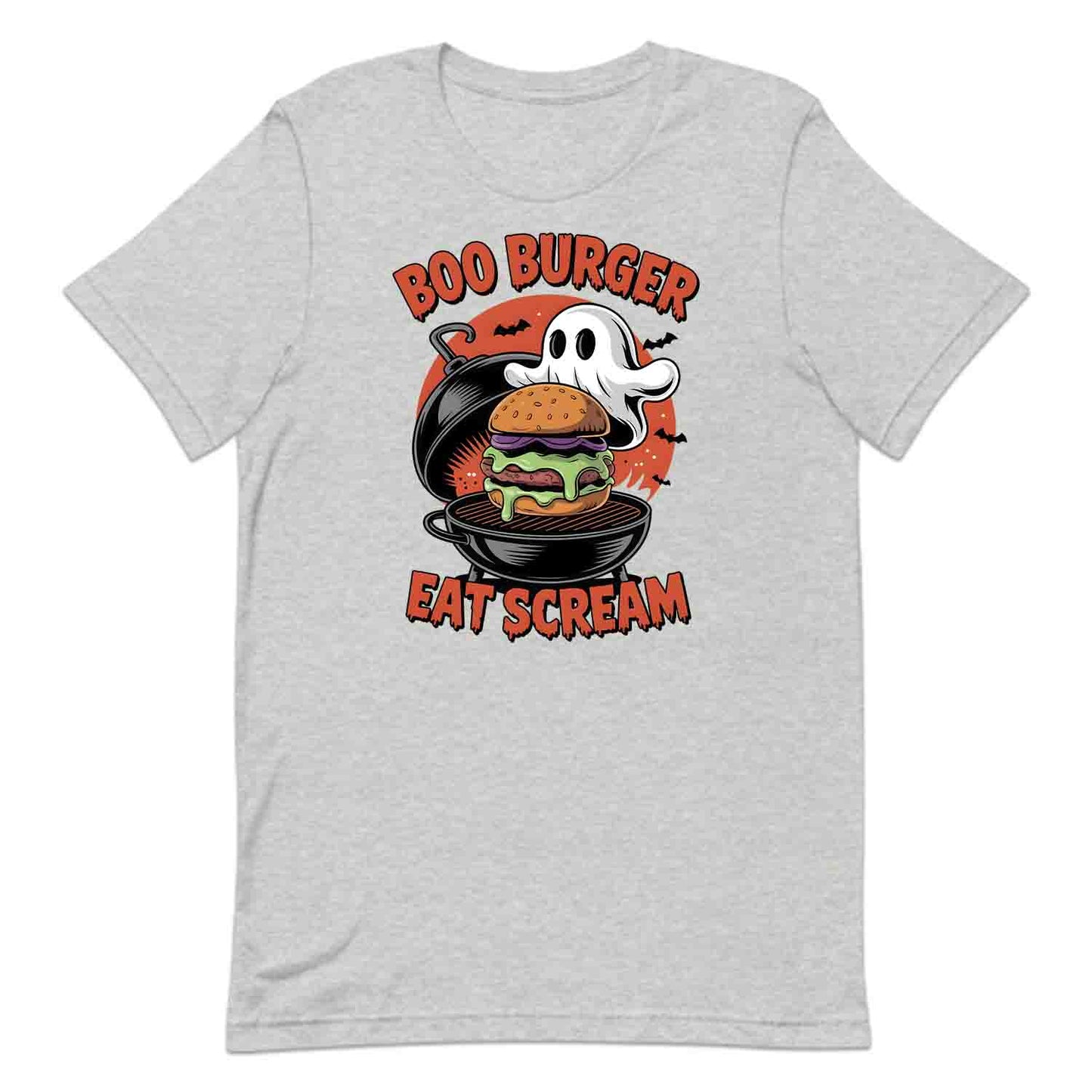 Boo Burger T-Shirt, Spooky Ghost Grill Sweatshirt, Scary BBQ Hoodie | PRODUCT CODE: BHGRHAHQW