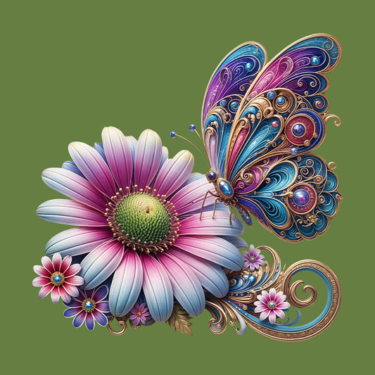 Bohemian Butterfly Floral Whimsical Nature-Inspired Daisy Flower | PRODUCT CODE: BHMNETFLWYN