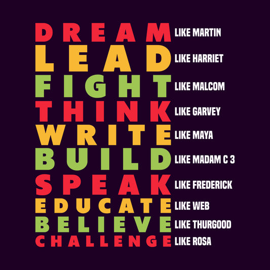 Black History Leaders Honoring Martin Malcolm Harriet Inspirational Typography | PRODUCT CODE: BLCHSTRYLDEAN