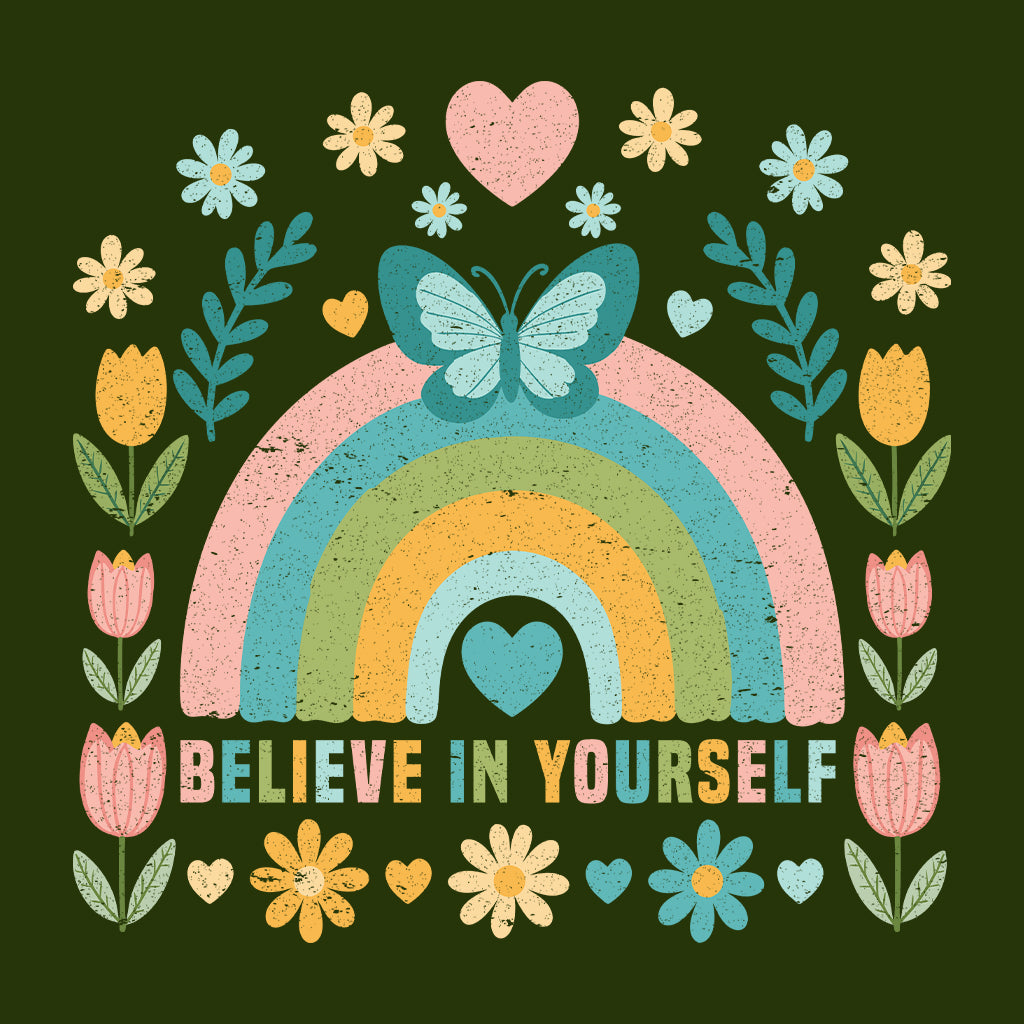 Believe in Yourself Motivational Rainbow Inspirational Quote | PRODUCT CODE: BLEINYRLSMTOW