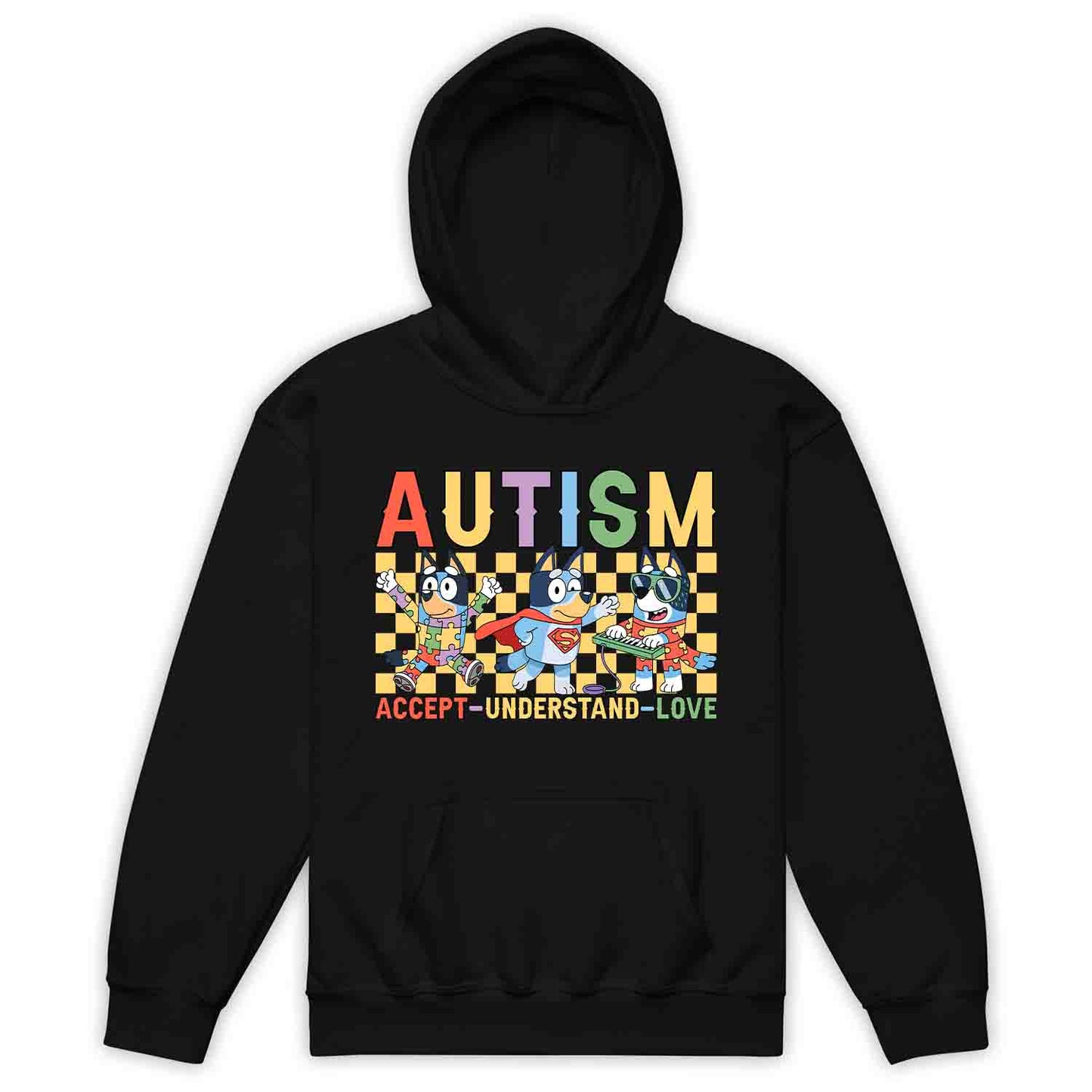 Bluey Autism Awareness Kids T-Shirt | Accept Understand Love Jumper | Neurodiversity Puzzle Hoodie | PRODUCT CODE: BLERYAJHERS