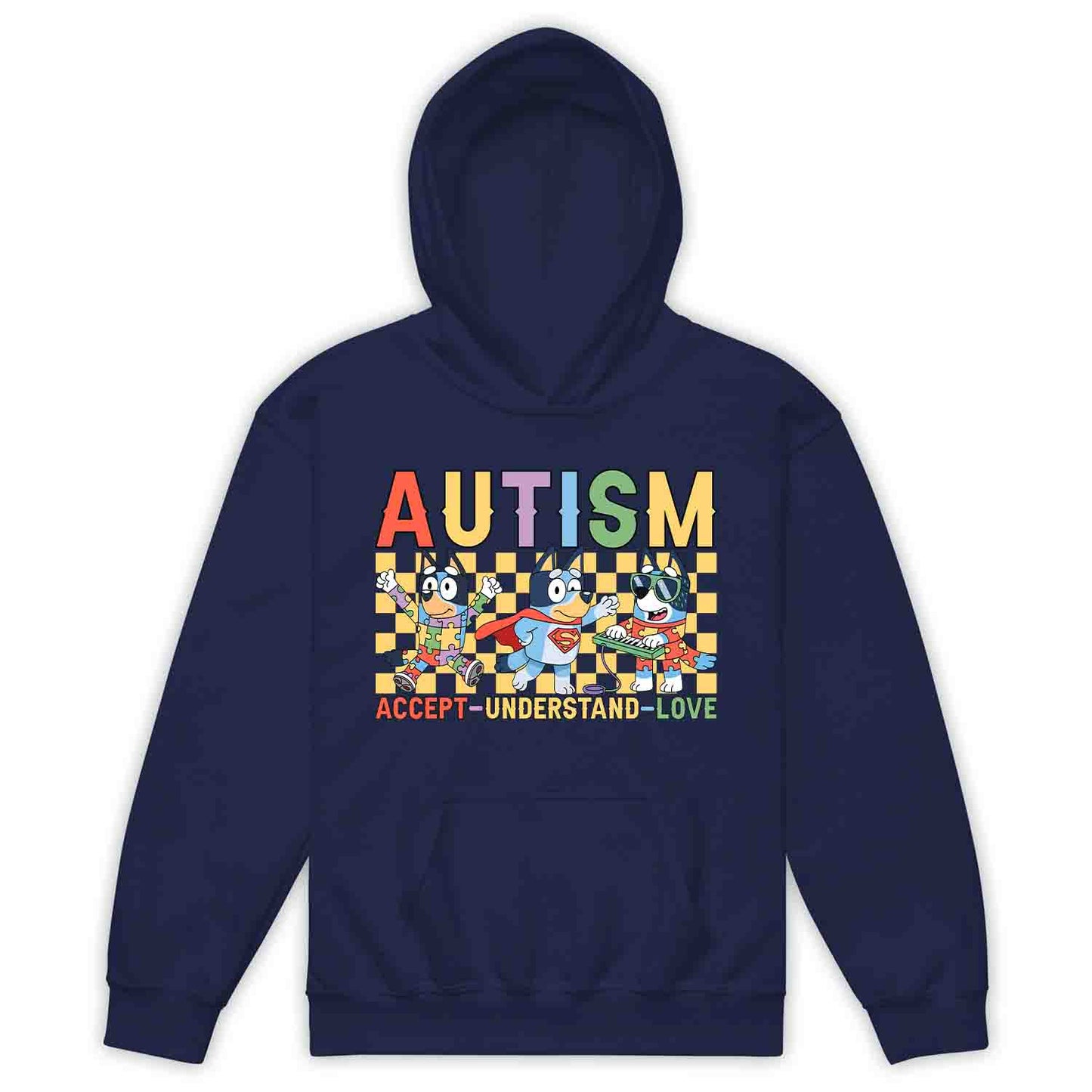 Bluey Autism Awareness Kids T-Shirt | Accept Understand Love Jumper | Neurodiversity Puzzle Hoodie | PRODUCT CODE: BLERYAJHERS