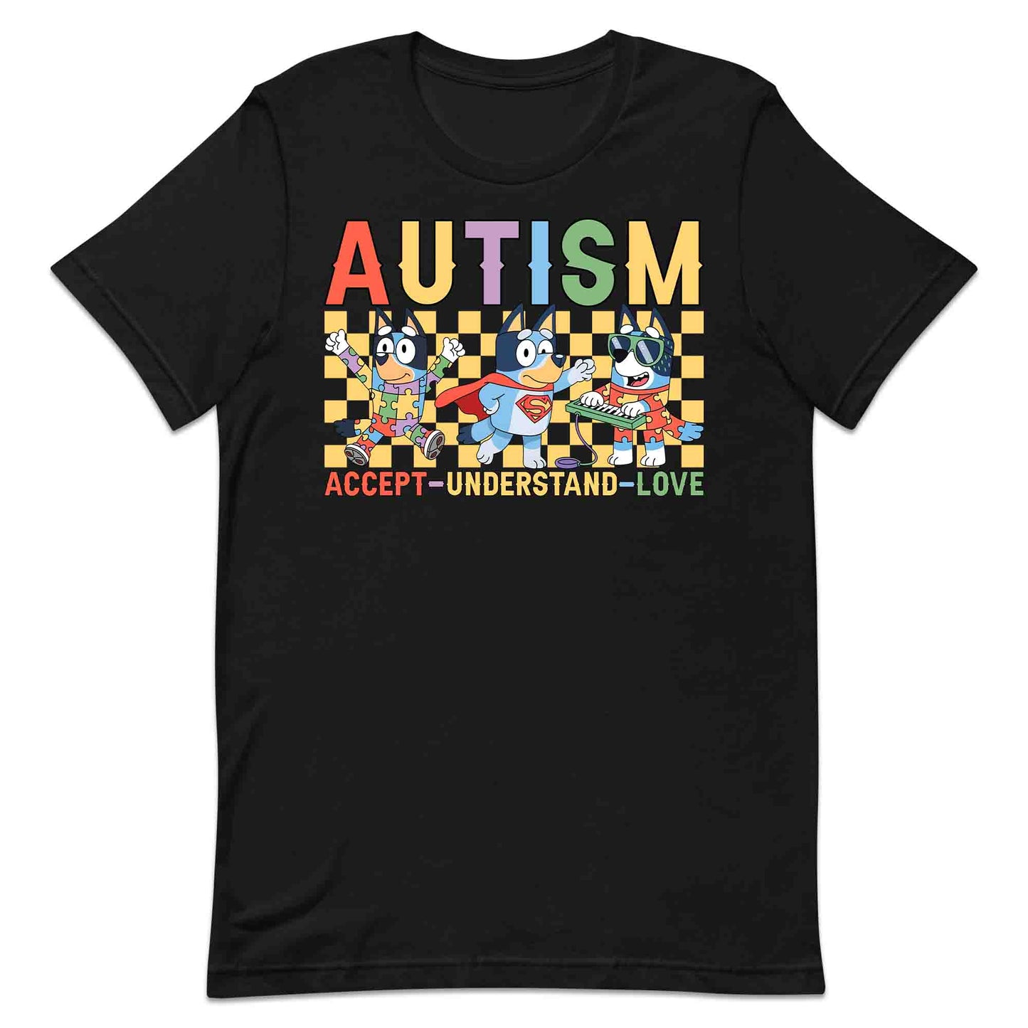 Bluey Autism Awareness T-Shirt | Accept Understand Love Jumper | Neurodiversity Puzzle Hoodie | PRODUCT CODE: BLERYAJHERS