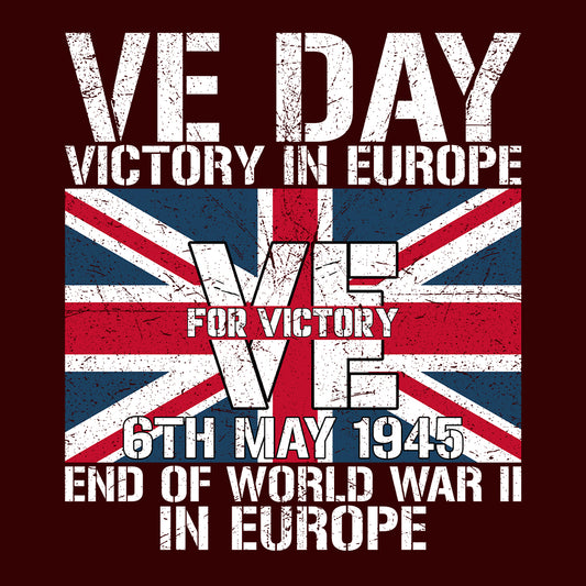 VE Day 1945 Victory in Europe T-Shirt, Jumper & Hoodie – Grunge Union Jack, British WWII Vintage Tribute | PRODUCT CODE: BNDSAUYRW