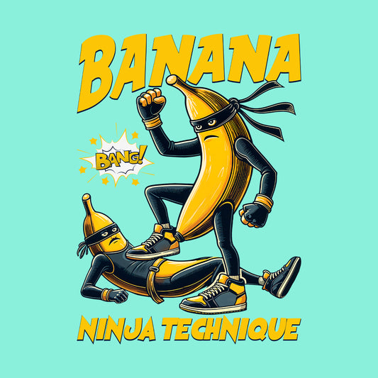 Banana Ninja Technique Comical Martial Arts Humor Banana Fruit Battle | PRODUCT CODE: BNJALCFRUOAC