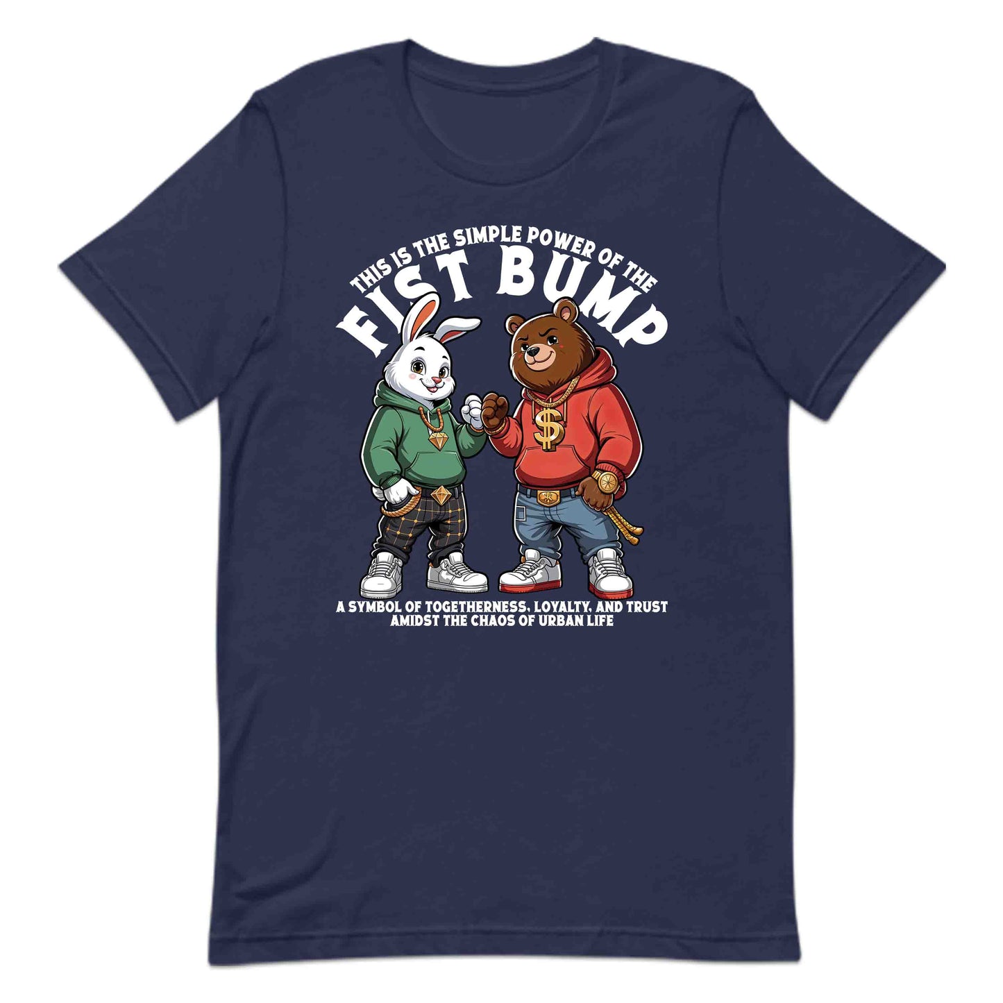 Bear & Bunny Fist Bump Urban Style Symbolizing Friendship | PRODUCT CODE: BRNYFTGLSANM