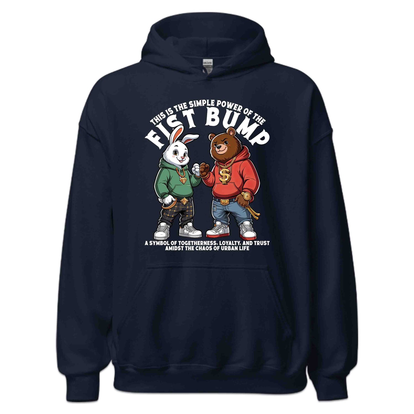 Bear & Bunny Fist Bump Urban Style Symbolizing Friendship | PRODUCT CODE: BRNYFTGLSANM