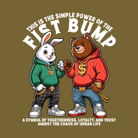 Bear & Bunny Fist Bump Urban Style Symbolizing Friendship | PRODUCT CODE: BRNYFTGLSANM