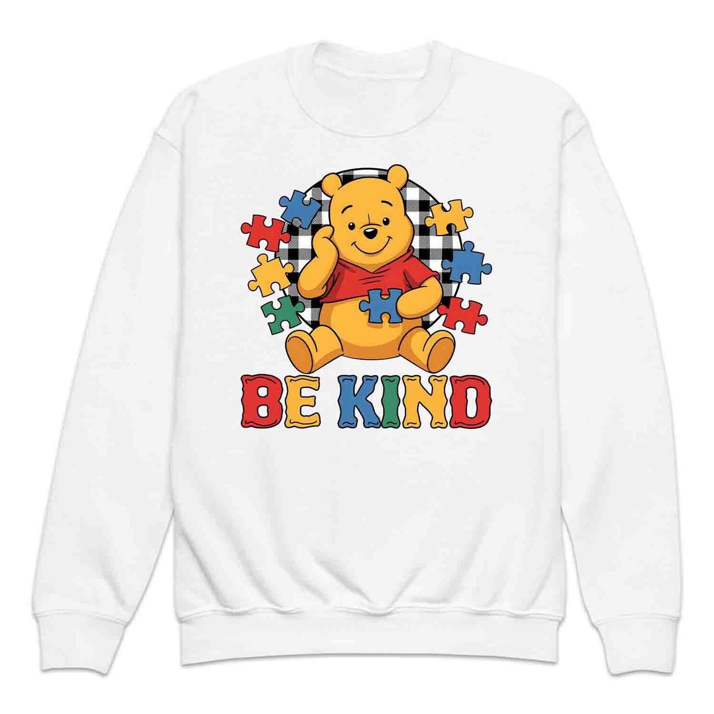 Be Kind Autism Awareness Kids T-Shirt | Winnie the Pooh Puzzle Piece Jumper | Inclusion Kindness Hoodie | PRODUCT CODE: BRTJDNKEAWC
