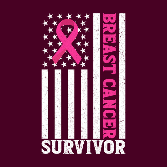Breast Cancer Survivor USA Flag Pink Ribbon | PRODUCT CODE: BSTRCESVRF
