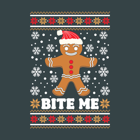 Bite Me Gingerbread Christmas Funny Holiday Cookie Xmas | PRODUCT CODE: BTMGNRBDCHM