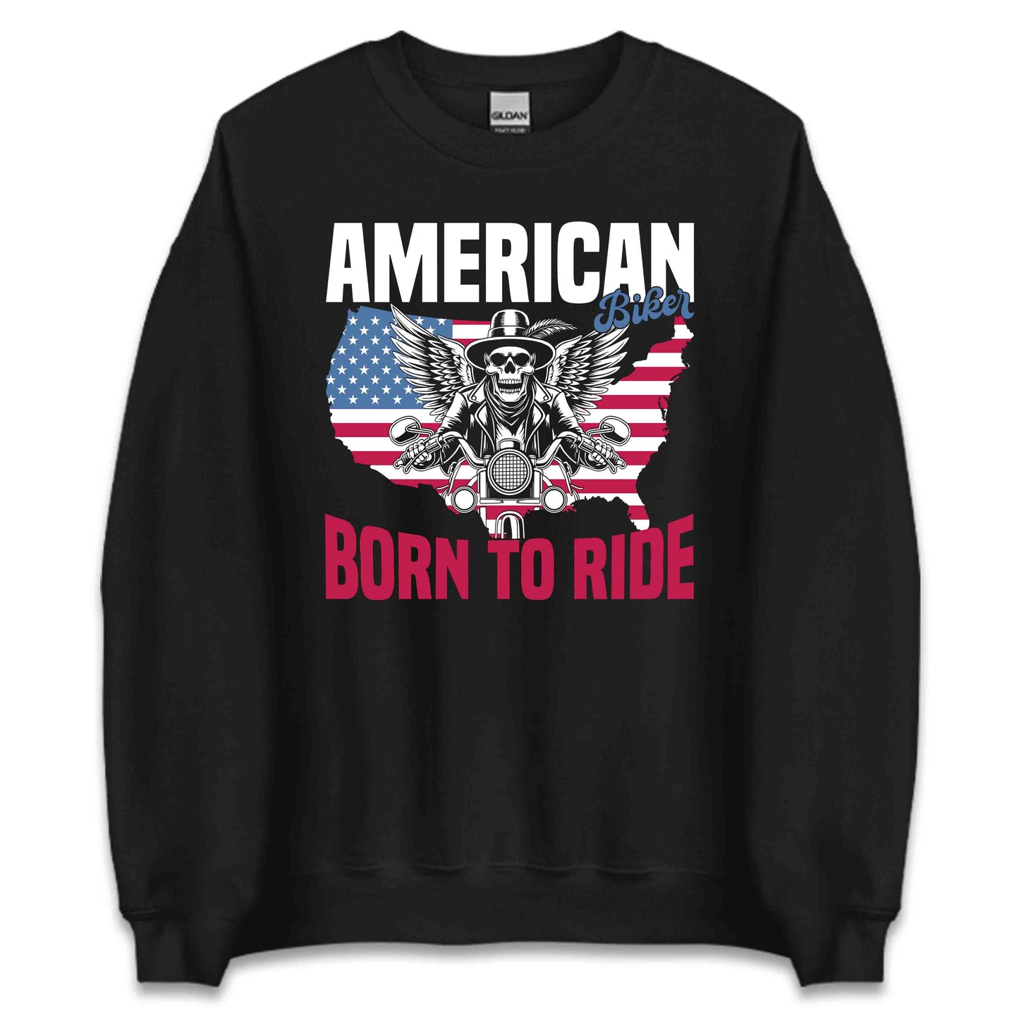 Born To Ride American Biker Patriotic Skull Rider USA Flag | PRODUCT CODE: BWIRAMCDEOQML