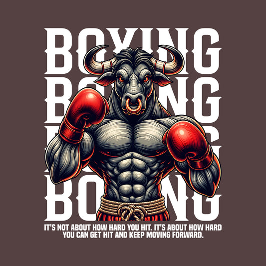 Boxing Bull Motivational Strong Fighter Quote | PRODUCT CODE: BXNGLUMOTVFGH