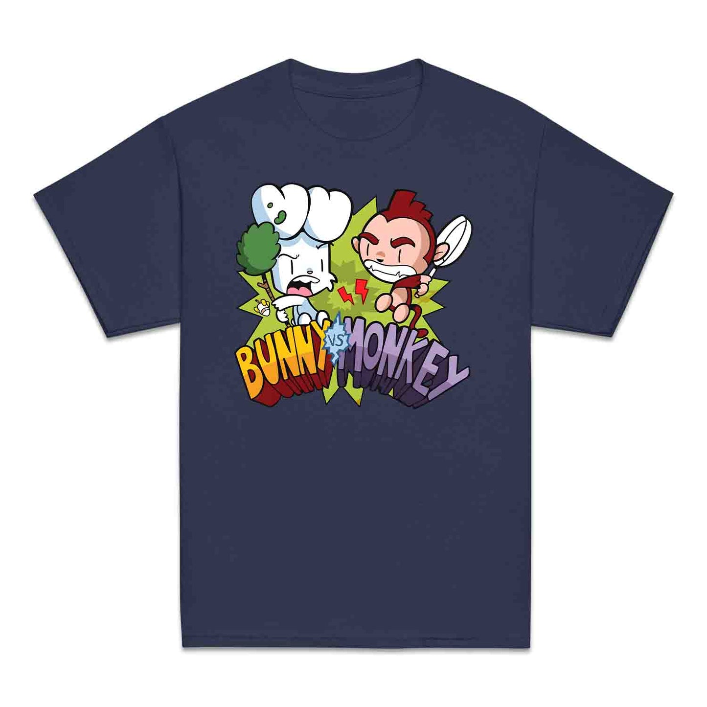 Bunny vs Monkey Kids T-Shirt | Funny Cartoon Rivalry Jumper | World Book Day Hoodie | Wild Comic Book Fights Tee | PRODUCT CODE: BYNSHMCKSDY
