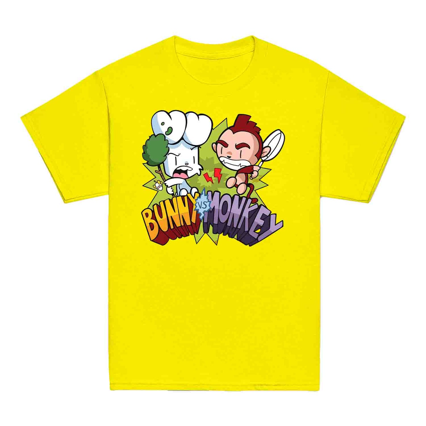 Bunny vs Monkey Kids T-Shirt | Funny Cartoon Rivalry Jumper | World Book Day Hoodie | Wild Comic Book Fights Tee | PRODUCT CODE: BYNSHMCKSDY