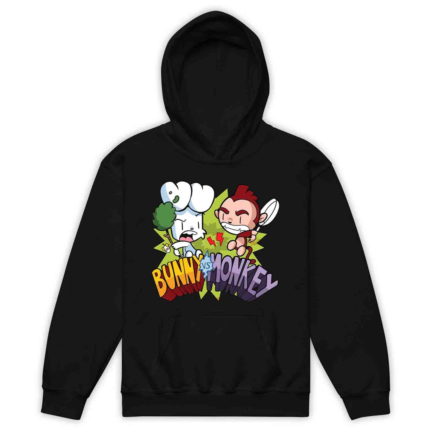 Bunny vs Monkey Kids T-Shirt | Funny Cartoon Rivalry Jumper | World Book Day Hoodie | Wild Comic Book Fights Tee | PRODUCT CODE: BYNSHMCKSDY