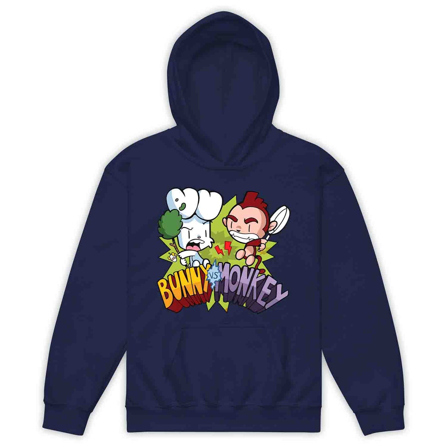 Bunny vs Monkey Kids T-Shirt | Funny Cartoon Rivalry Jumper | World Book Day Hoodie | Wild Comic Book Fights Tee | PRODUCT CODE: BYNSHMCKSDY