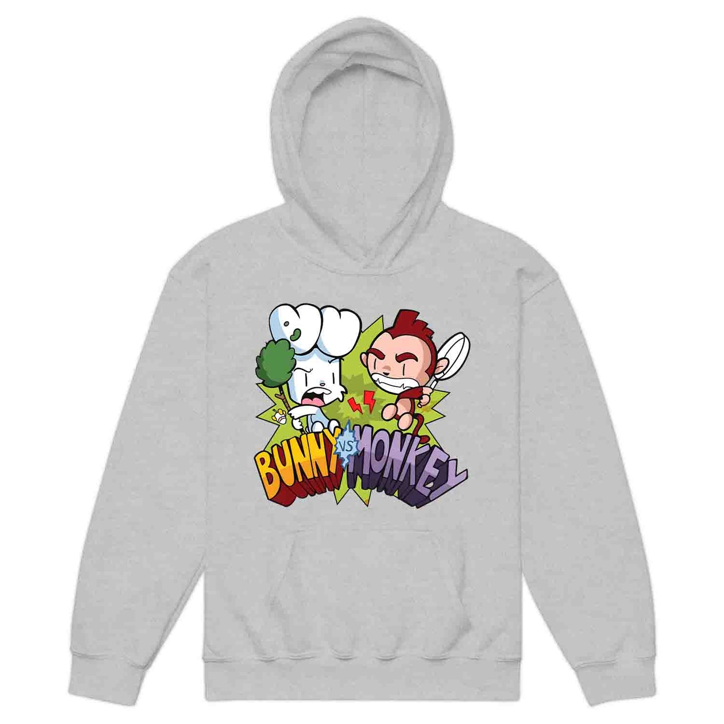 Bunny vs Monkey Kids T-Shirt | Funny Cartoon Rivalry Jumper | World Book Day Hoodie | Wild Comic Book Fights Tee | PRODUCT CODE: BYNSHMCKSDY