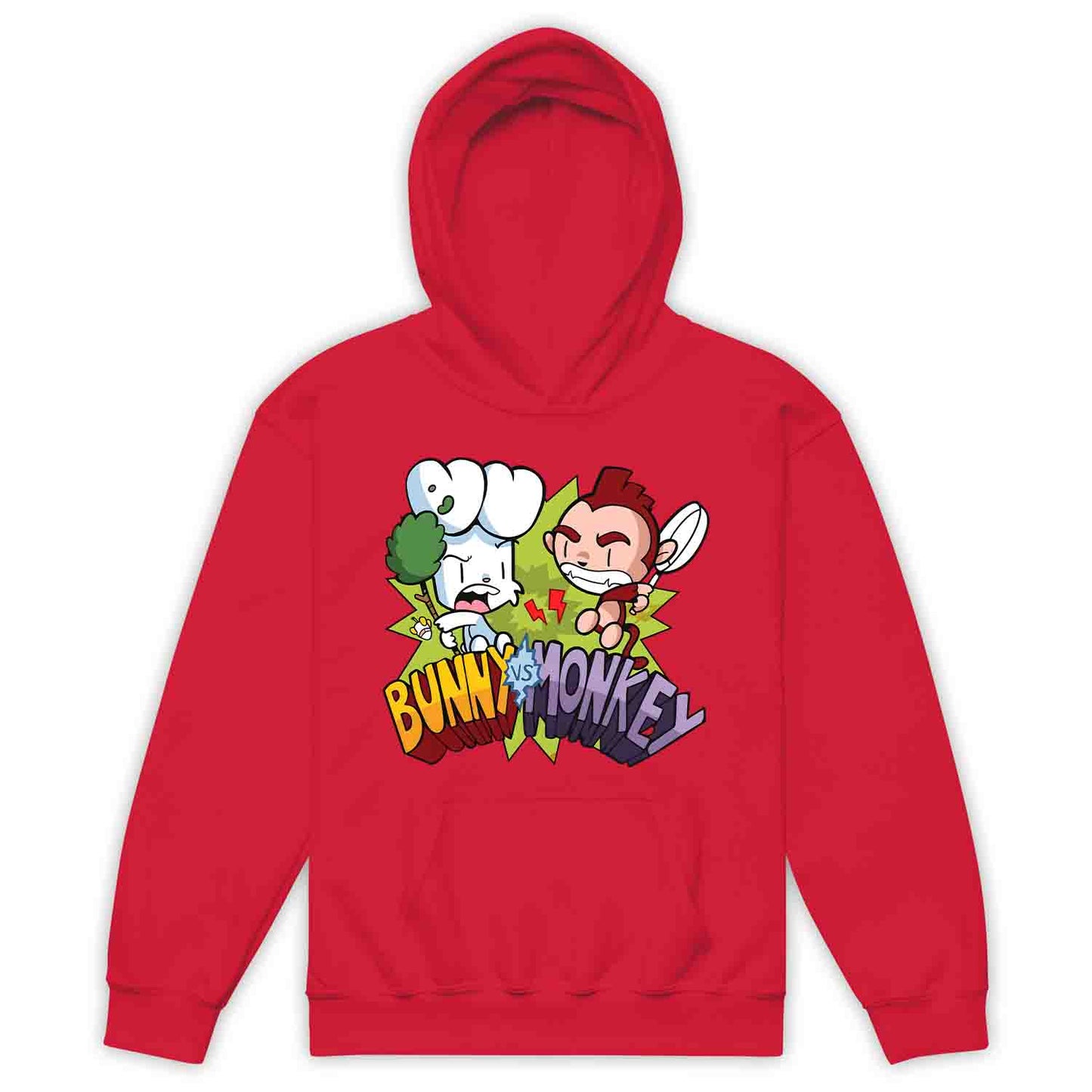 Bunny vs Monkey Kids T-Shirt | Funny Cartoon Rivalry Jumper | World Book Day Hoodie | Wild Comic Book Fights Tee | PRODUCT CODE: BYNSHMCKSDY