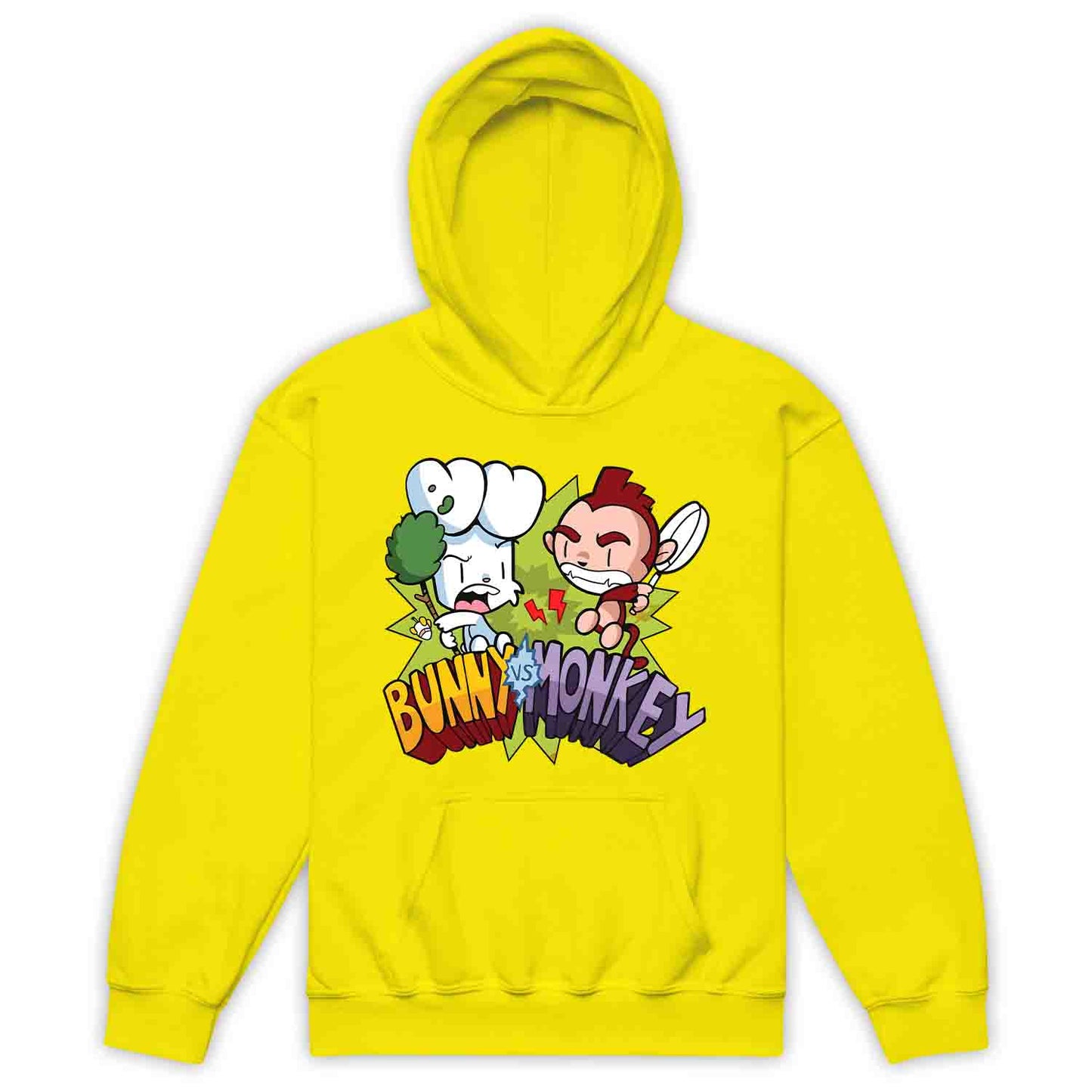 Bunny vs Monkey Kids T-Shirt | Funny Cartoon Rivalry Jumper | World Book Day Hoodie | Wild Comic Book Fights Tee | PRODUCT CODE: BYNSHMCKSDY