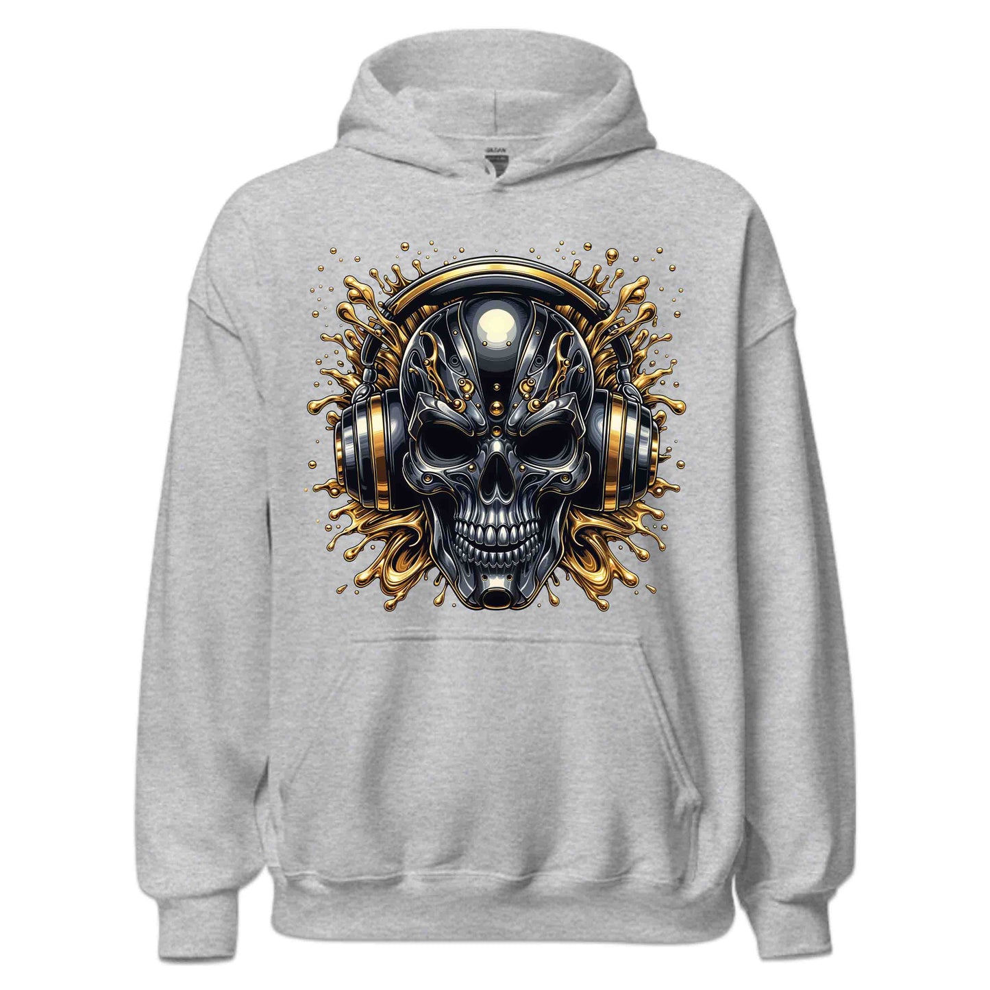 Cyberpunk Skull DJ Metallic Headphone Skeleton Futuristic Gothic EDM Rave Music Festival | PRODUCT CODE: CBYSKLUDJMLA