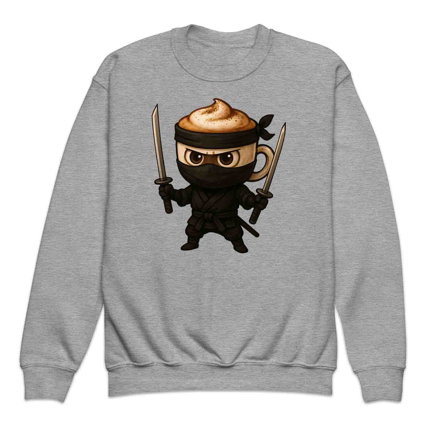 Coffee Ninja Kids T-Shirt, Jumper & Hoodie – Funny Caffeinated Samurai Espresso Meme for Baristas & Brew Lovers | PRODUCT CODE: CGSDTNMJ