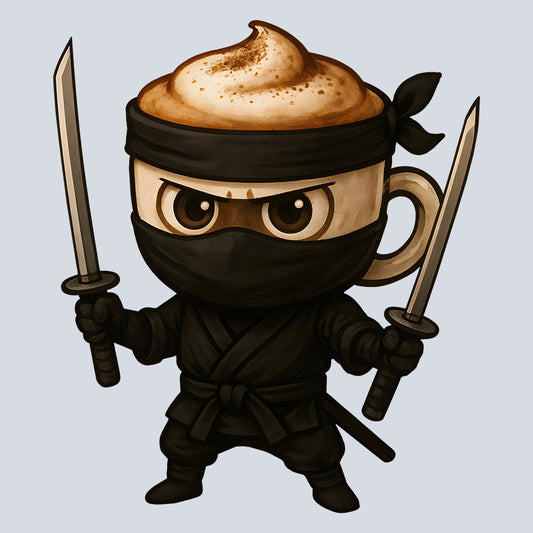 Coffee Ninja Kids T-Shirt, Jumper & Hoodie – Funny Caffeinated Samurai Espresso Meme for Baristas & Brew Lovers | PRODUCT CODE: CGSDTNMJ