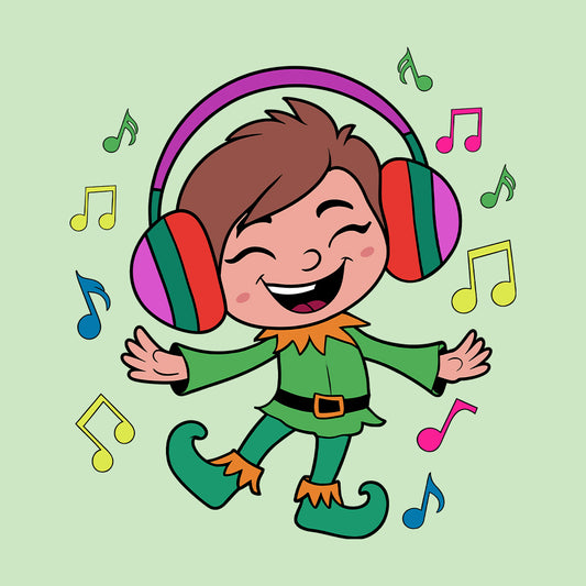 Christmas Xmas Cute Dancing Elf with Headphones | PRODUCT CODE: CHREDNGELF